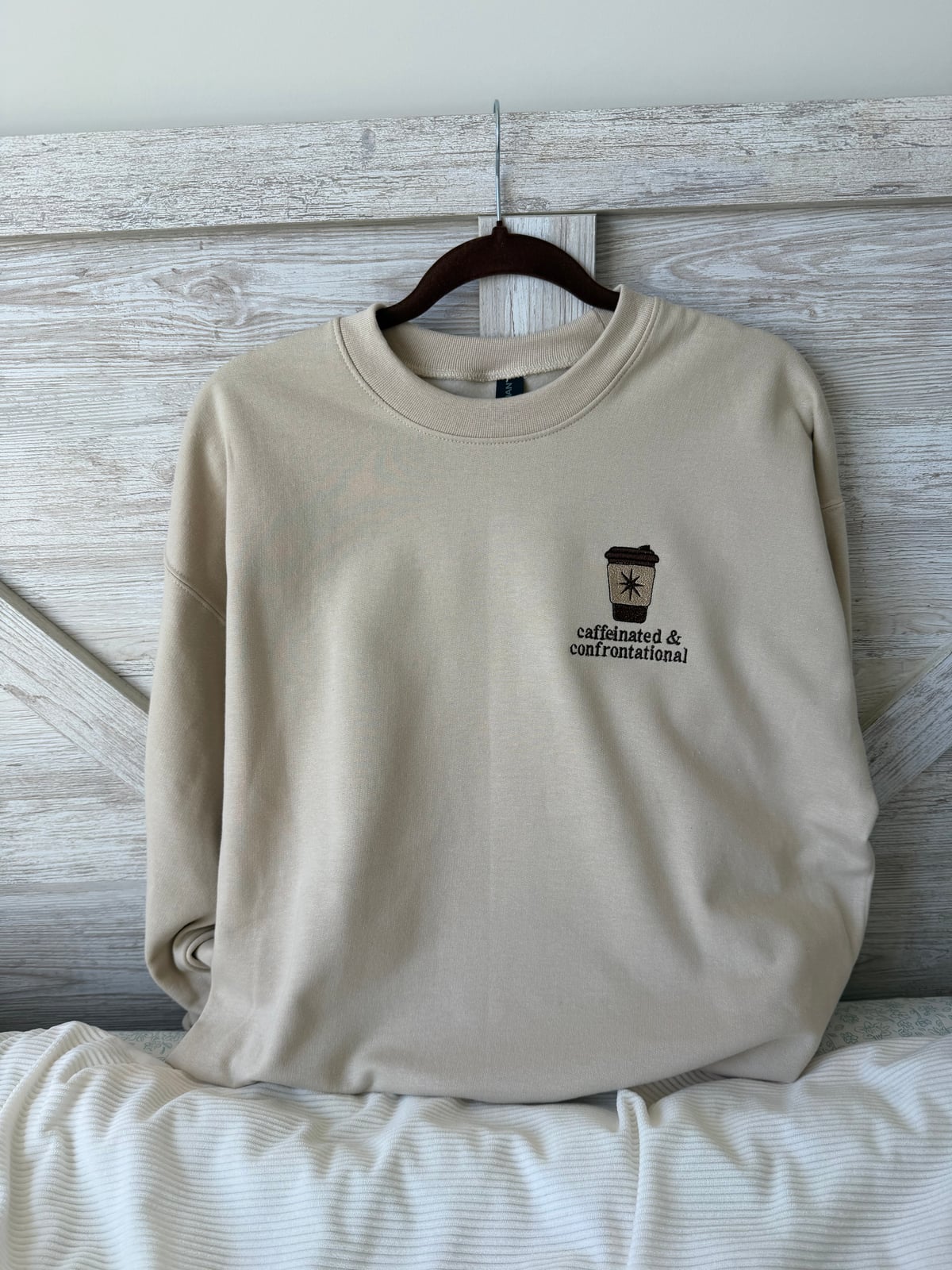 Caffeinated & Confrontational Crewneck - Brown/Sand