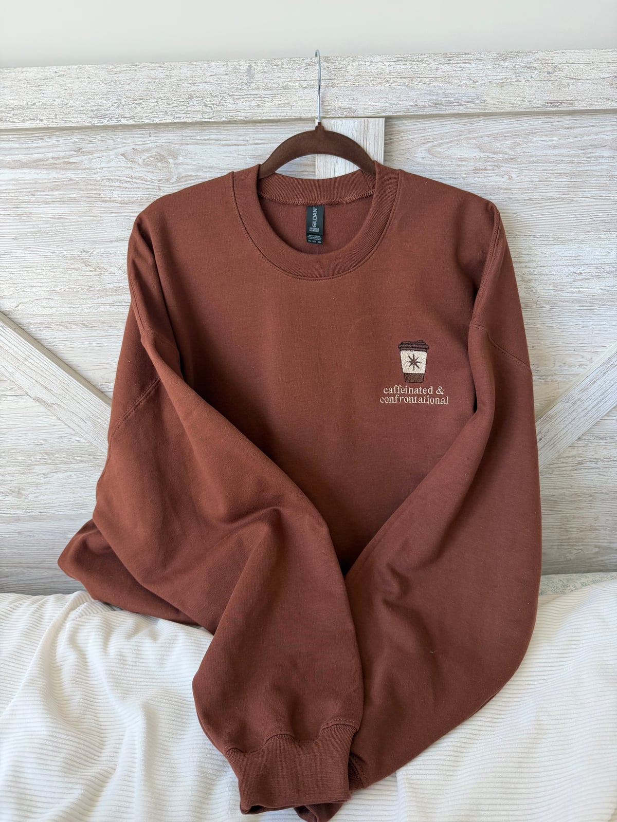 Caffeinated & Confrontational Crewneck - Tan/Mocha