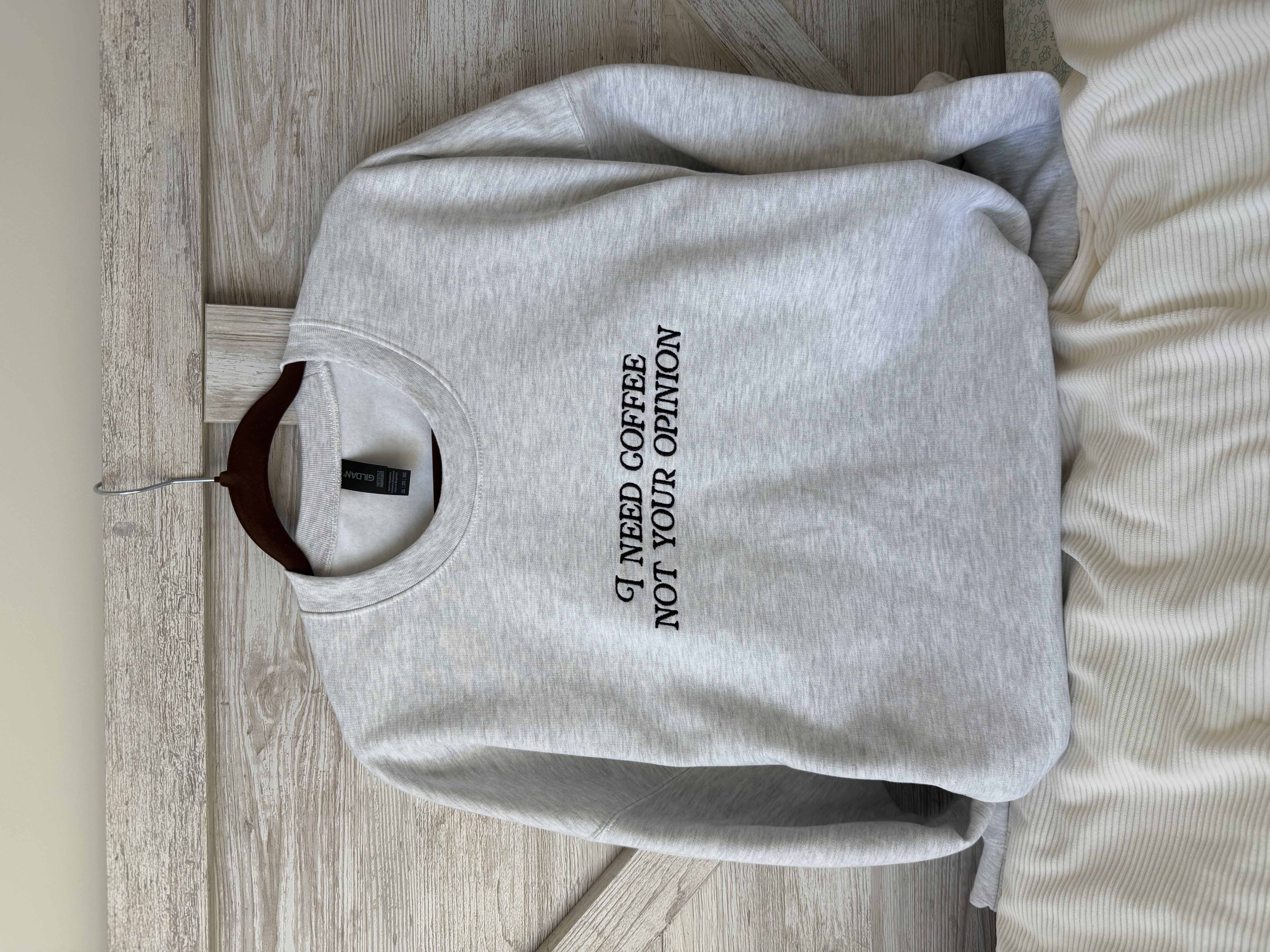 I Need Coffee Not Your Opinion Crewneck - Black/Gray