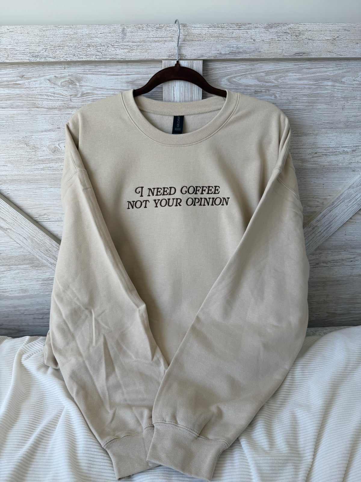 I Need Coffee Not Your Opinion Crewneck - Brown/Sand