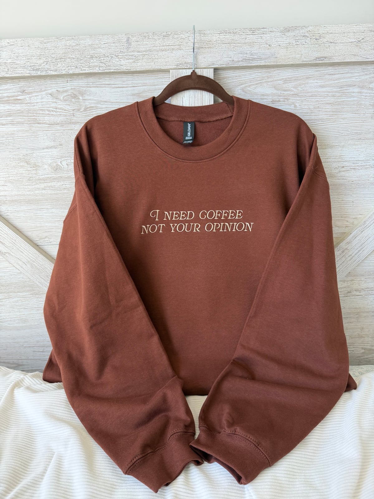 I Need Coffee Not Your Opinion Crewneck - Tan/Mocha
