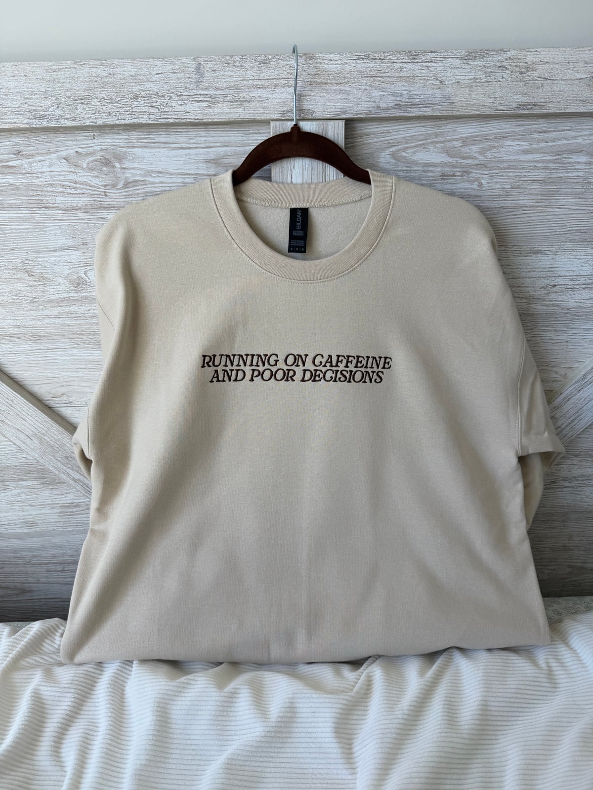 Running On Caffeine & Poor Decisions Crewneck - Brown/Sand