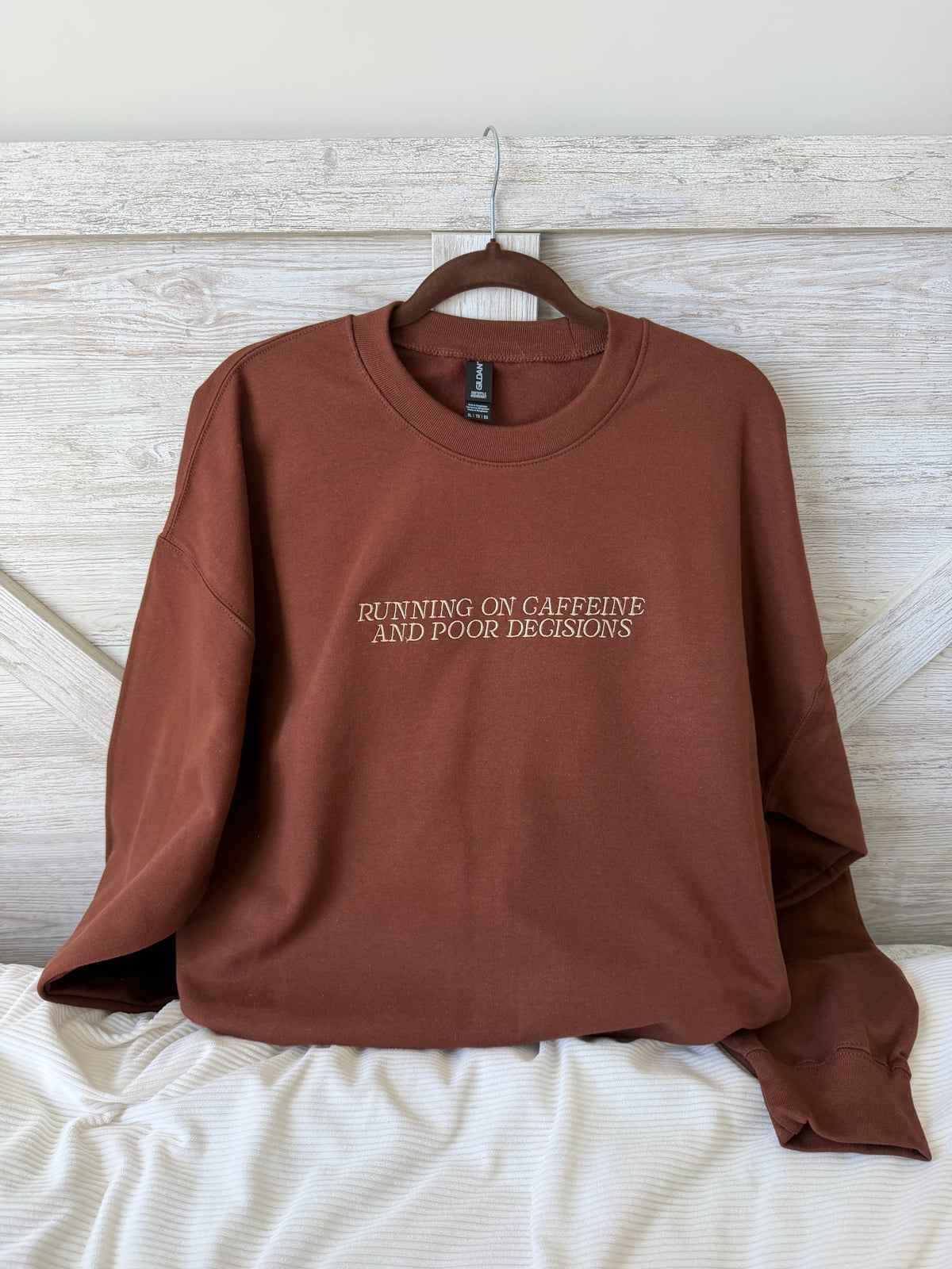 Running On Caffeine & Poor Decisions Crewneck - Tan/Mocha